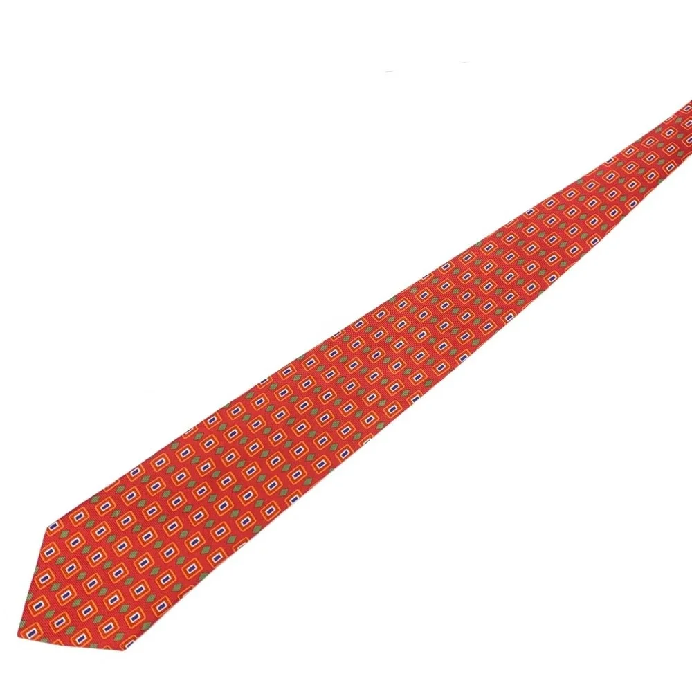 Brooks Brothers Makers Textured Tie Dark Orange Green White Blue Silk Necktie